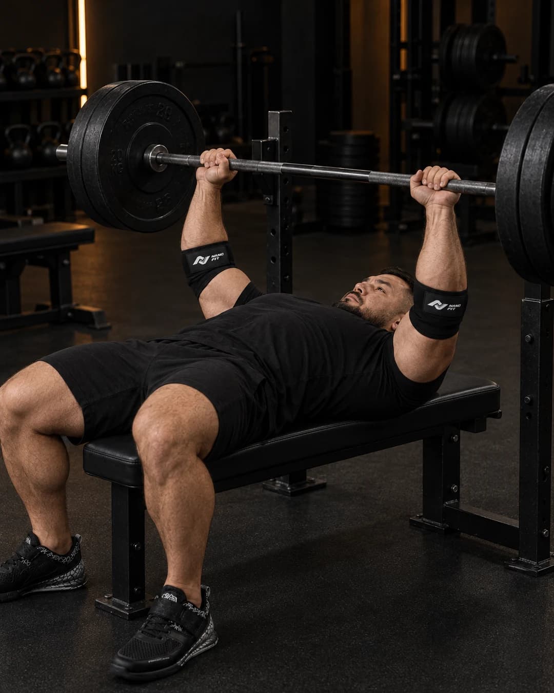 Жим лёжа в локтевых бинтах NANO FIT