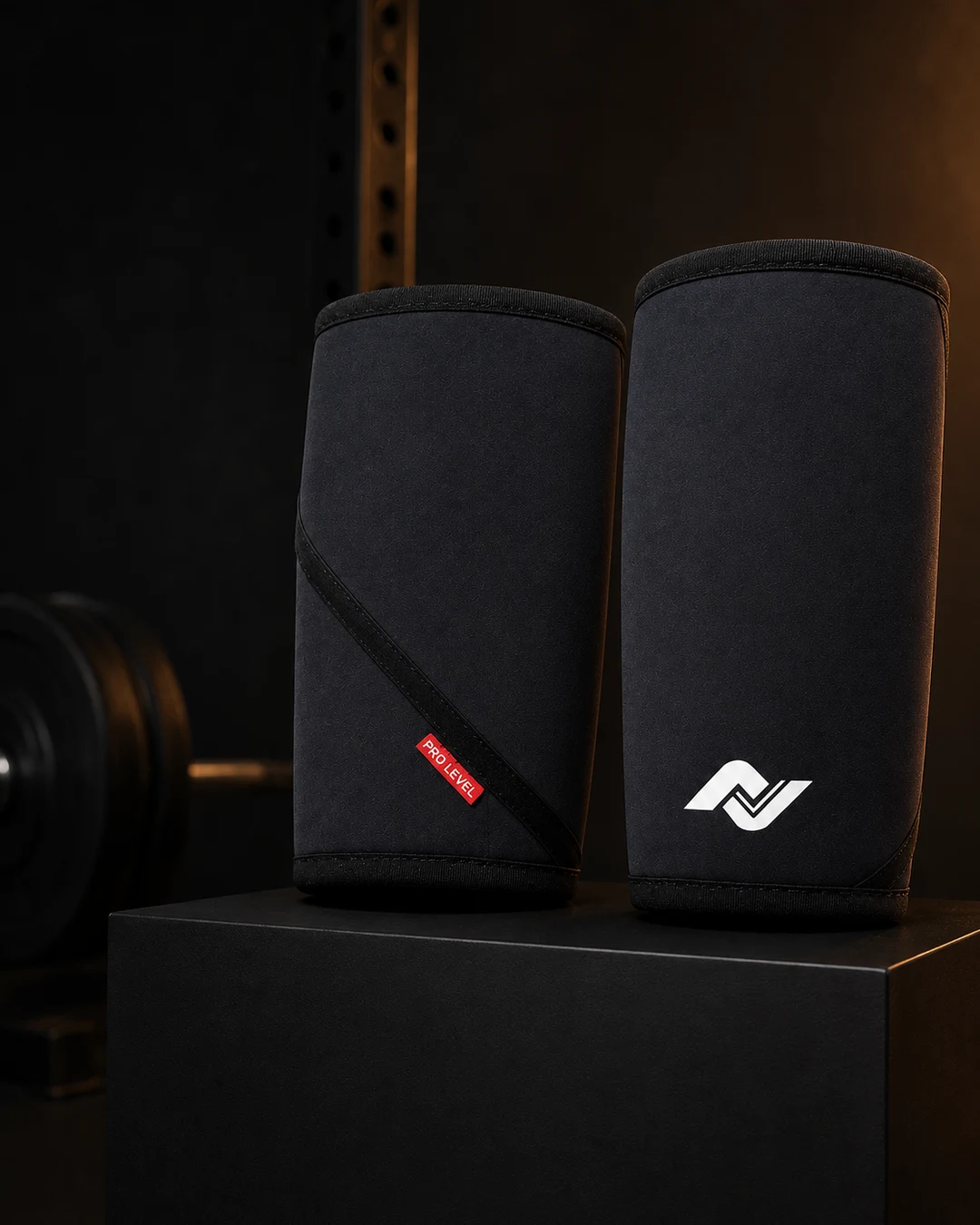 Пара чёрных наколенников NANO FIT PRO LEVEL — спереди и сзади